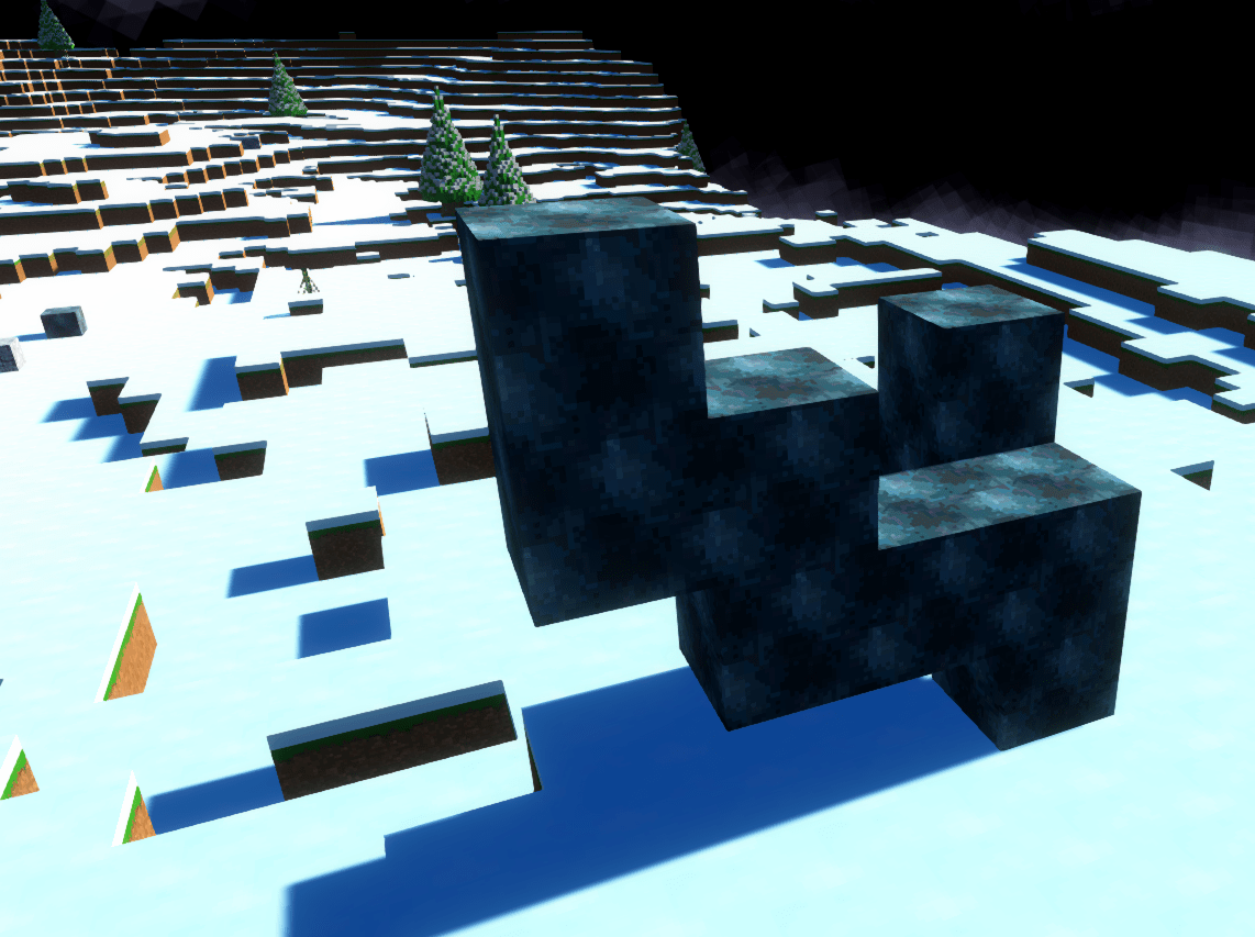 Iron voxels poxing out of the snow